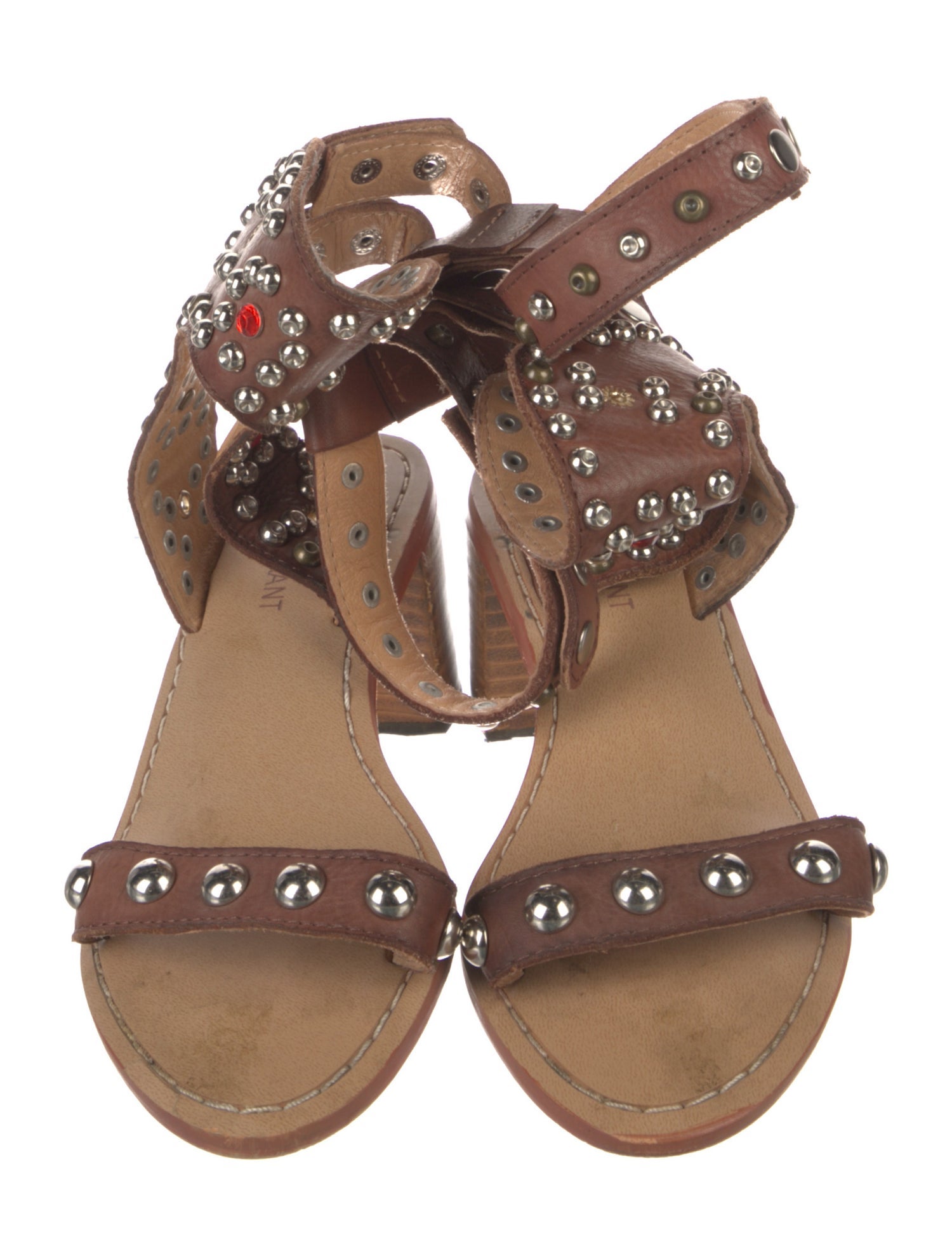 Isabel Marant Leather Crystal Embellishments Gladiator Sandals